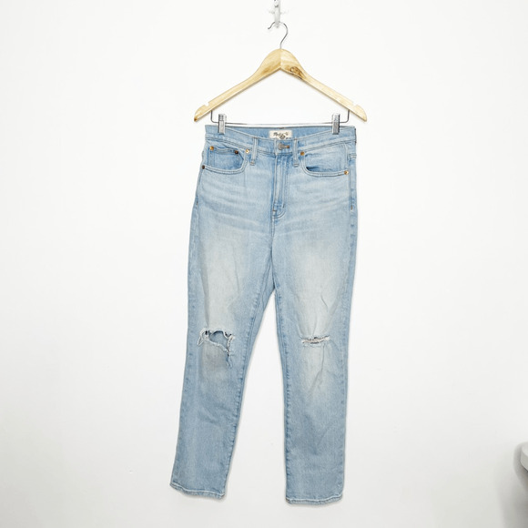 MADEWELL the high rise slim crop boyjean in Dumas Wash Ripped Edition womens 26 - Picture 2 of 7